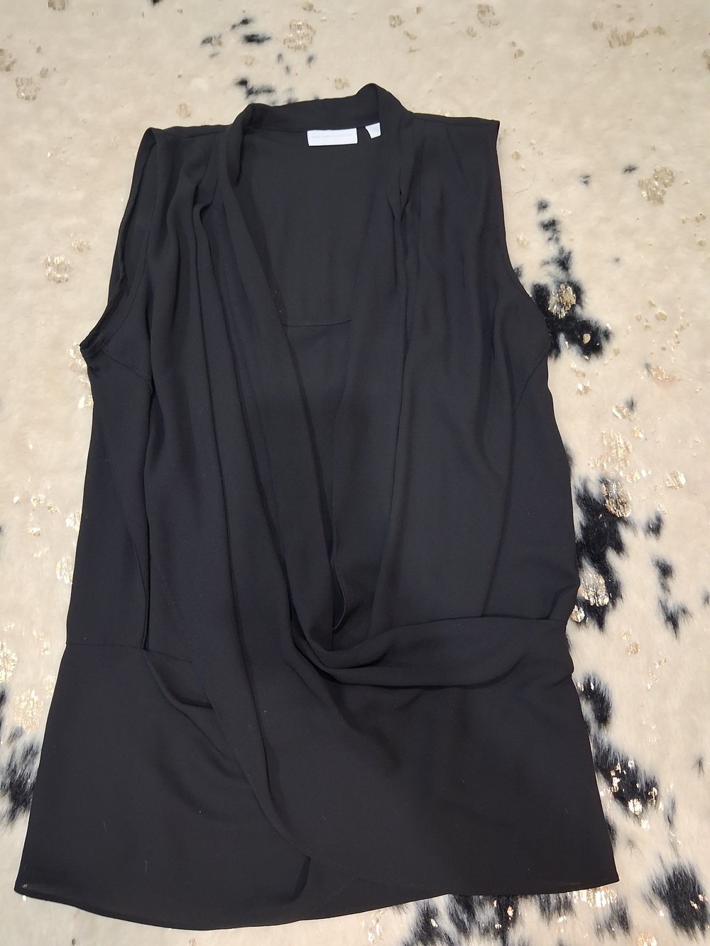 New York & Company Black Sleeveless Draped Top